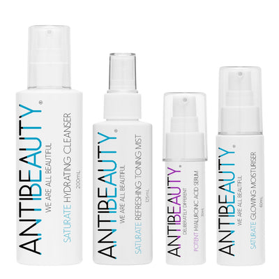Saturate Hydrating Bundle on a white background showing product labels